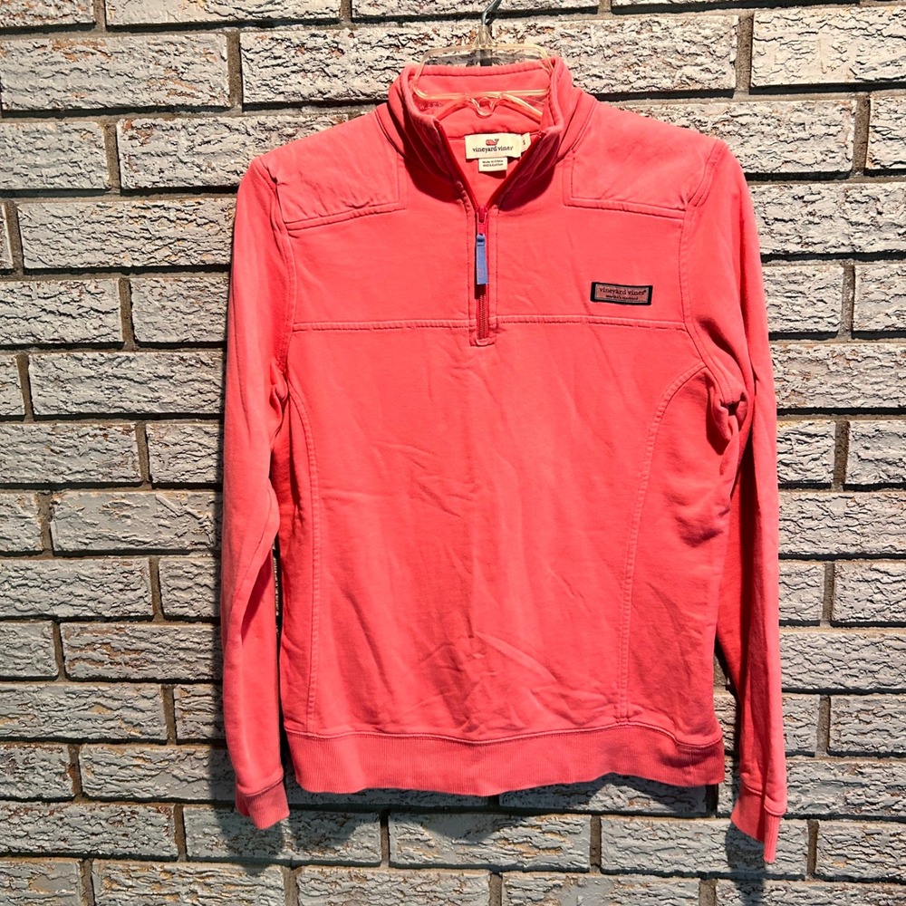 Vineyard Vines Womens Coral Pink Quarter Zip Shep Shirt Pullover Sweatshirt S